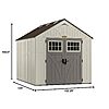 Suncast 8x10 Ft. Outdoor Storage Shed - Large Resin Outdoor Shed with Floor Included, Lockable Double Doors & Skylights. 547 Cu Ft Tremont Garden Resin Sheds $1103.18