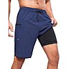 SILKWORLD Men's 9" Swim Trunks w/ Compression Liner & Zipper Pockets (various) $12