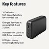 [AC] $22.67 | Amazon Basics High-Capacity Portable Charger Power Bank with 3-Port Output, 20,000 mAh, Black at Amazon