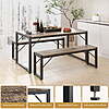 $91 Shipped WALMART by Lofka 3-Piece Breakfast Nook Dining Table Set for 4 with Two Benches for 4 for Kitchen Gray Board