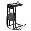 $19.99 - VASAGLE C-Shaped Side Table, End Table with Charging Station, 2 USB Ports and Outlets (ebony black or ash brown)