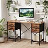 Sweetcrispy Computer Desk with 4 Drawers, 55 Inch Office Desks with Shelves - $53.92