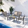 4-Piece Shintenchi Patio Furniture Conversation Set w/ Glass Coffee Table, Loveseat & 2 Chairs (Light Brown) $104.47 + Free Shipping