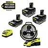 Ryobi ONE+ 18V HIGH PERFORMANCE Kit w/ (2) 4.0 Ah Batteries, 2.0 Ah Battery, Charger, & FREE ONE+ HP Brushless Oscillating Fan $179