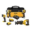 DEWALT 20V MAX XR Brushless 4-Tool Combo Kit with POWERSTACK Compact Battery, 5.0Ah Battery, Charger and Tool Bag one_size | DCK449E1P1 $349