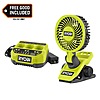 Ryobi USB Lithium 3-Port Charger with USB Lithium Cordless Clamp Fan (Tool Only) $39.97