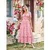 Scarlet Darkness  Women Floral Maxi Dress Puff Sleeve Tea Party Corset Dress $15.62