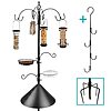 Bird Feeding Station Kit Bird Feeder Pole Wild Bird Feeder Kit with Squirrel Baffle and Suet Cage Mesh Tray Fruit Hook Double W Hook for Attracting Wild Birds $31.99