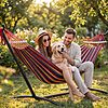Everyfun Double Hammock with Stand for 2 Person, 600 lbs Heavy Duty Cotton Bed with Steel Stand, Free Standing for Outdoor Indoor Patio, Carrying Bag Included $49.5