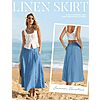 Kate Kasin Women Blue Linen Maxi Skirt, High Waist A Line Skirts with Pockets, Summer Casual Vacation Flowy Long Skirt 2026 $9.99