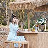 Grand patio Outdoor Tiki Bar Set with Widen Ceramic Top (42 Inch W), Phuket 3-Piece Wicker Islander Tiki Bar and 2 Stools Storage for Garden  $160 + Free Shipping