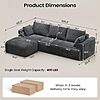 Sikaic 108" Cloud Couch Sectional, L Shaped Convertible Sofa Set with 2 Pillows and 3 Cushions Back, Corduroy Modular Boneless Couch with Ottoman, Dark Grey for $220 $219.99