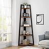 $102.32: Tribesigns 70 inch Tall Corner Shelf, 5 Tier Rustic Corner Bookshelf Bookcase (Brown/Grey/White)