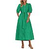 PRETTYGARDEN Women's Short Sleeve V Neck Ruffle A Line Belted Long Dress (Light Blue or Green) $19.99 + Free Shipping w/ Prime or on $35+