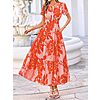 BTFBM Women's Floral V Neck Short Sleeve Maxi Dress $17.99 + Free Shipping w/ Prime or on $35+